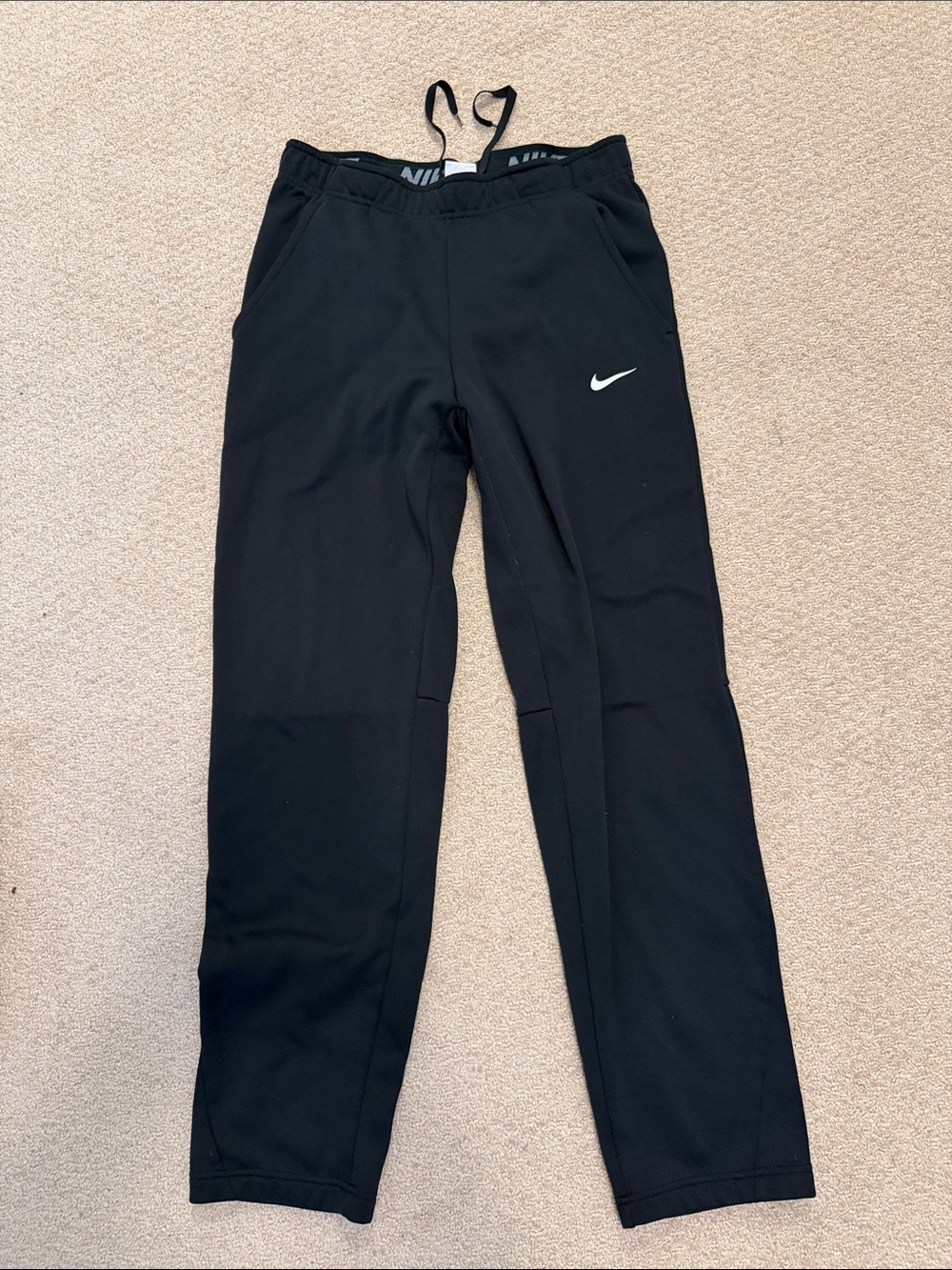 Nike Black Men’s Training Athletic Pants with White Swoosh